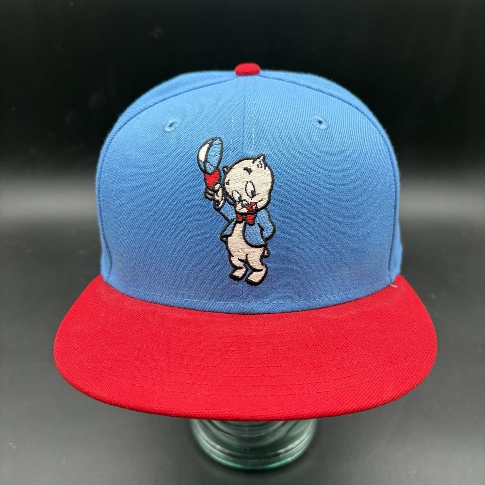 New Era 59FIFTY Looney Tunes Porky Pig Fitted Hat 7 7/8 Blue Red Cap